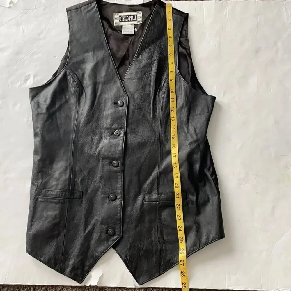 Otello Pelle vintage leather vest Black. Men’s size XL 100% genuine leather - Picture 6 of 12